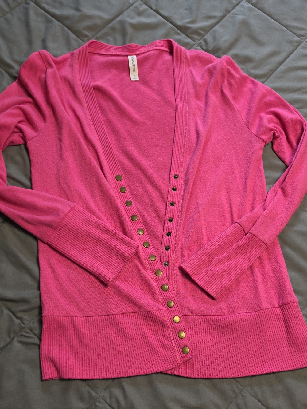 Zenana Outfitters Hot Pink Snap-Front Lightweight Cardigan